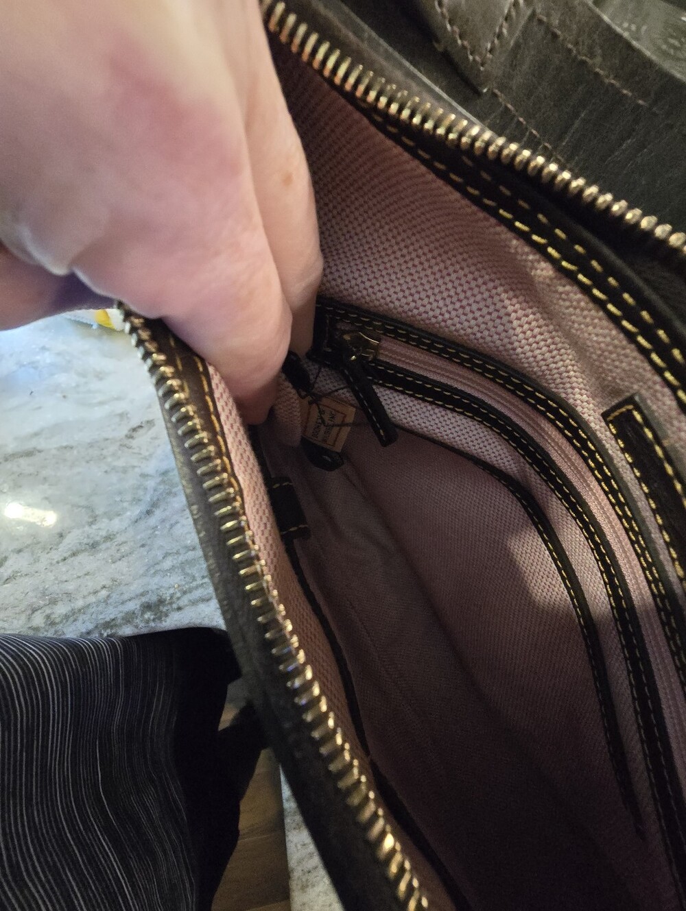 Dooney & Bourke Black and Green Croc-Embossed Hobo - Picture 8 of 10